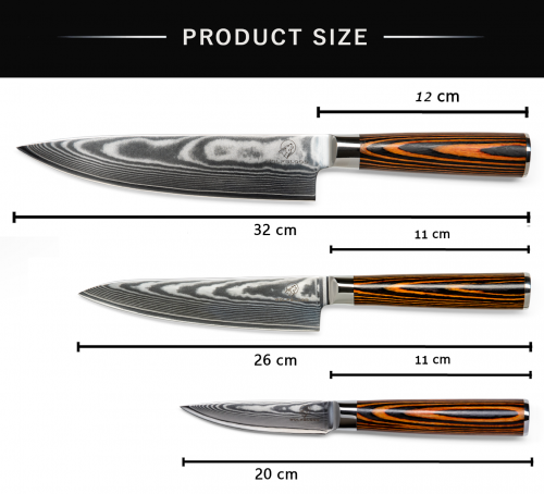 Wolfblood Zeuß Santoku Damastmesser Küchenmesser LH Lifestyle Kochmesser Damastmesser Set
